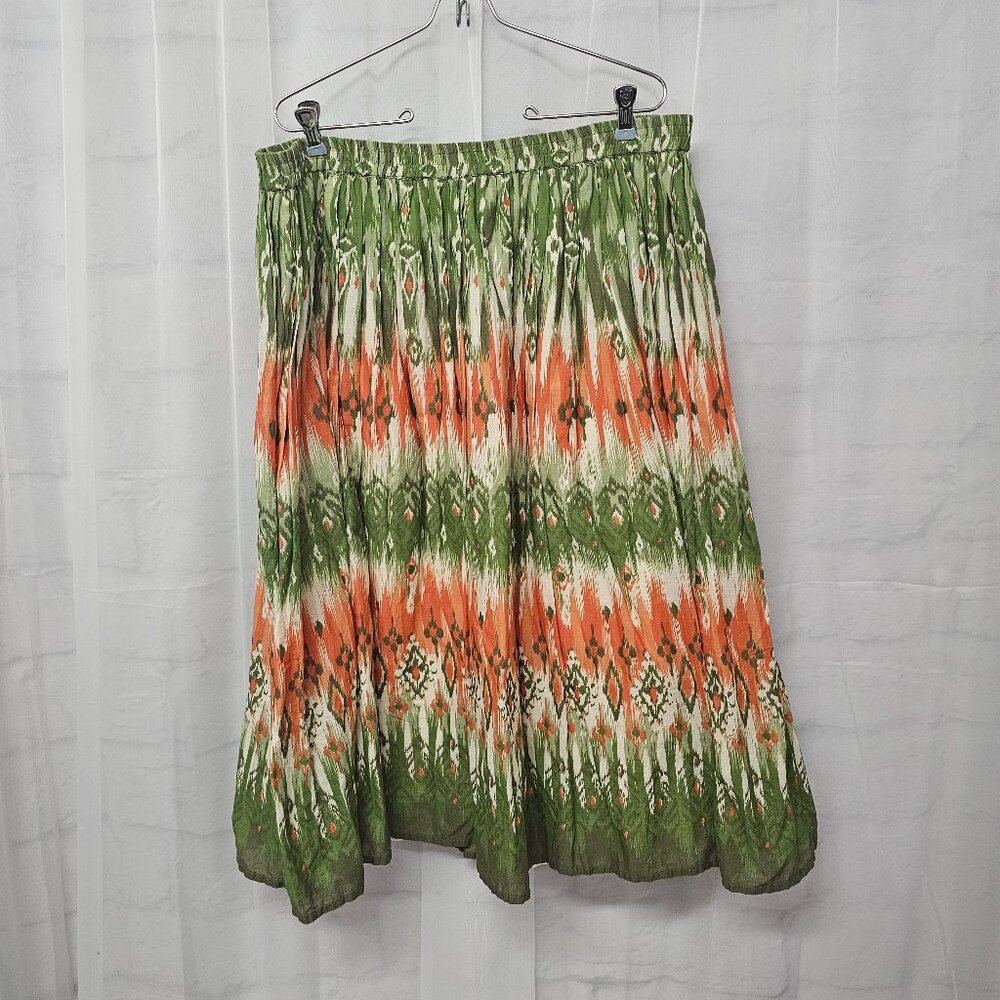 Blair Skirt Midi Boho Green Orange Hippie Festival Cottage XL